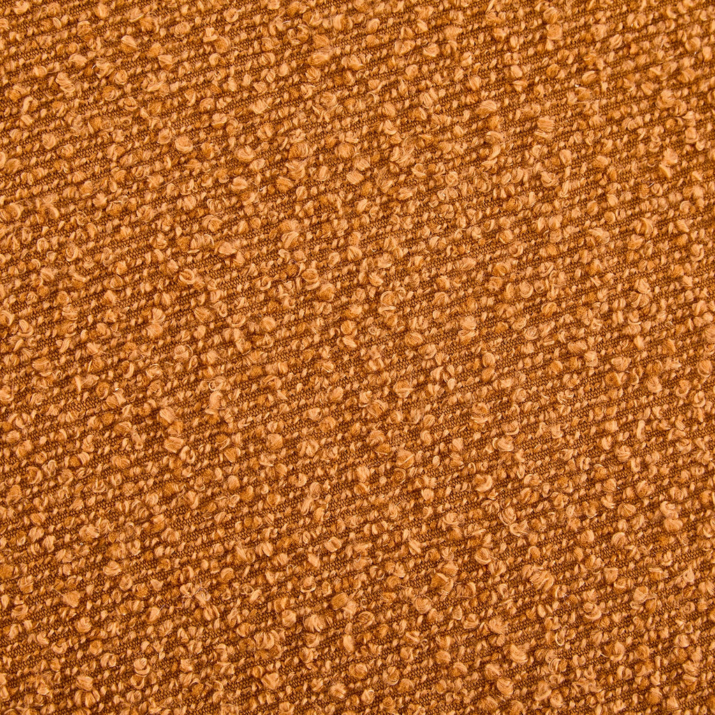 Modish Round Ottoman Boucle Top Splayed Rubberwood Legs, Pumpkin Orange