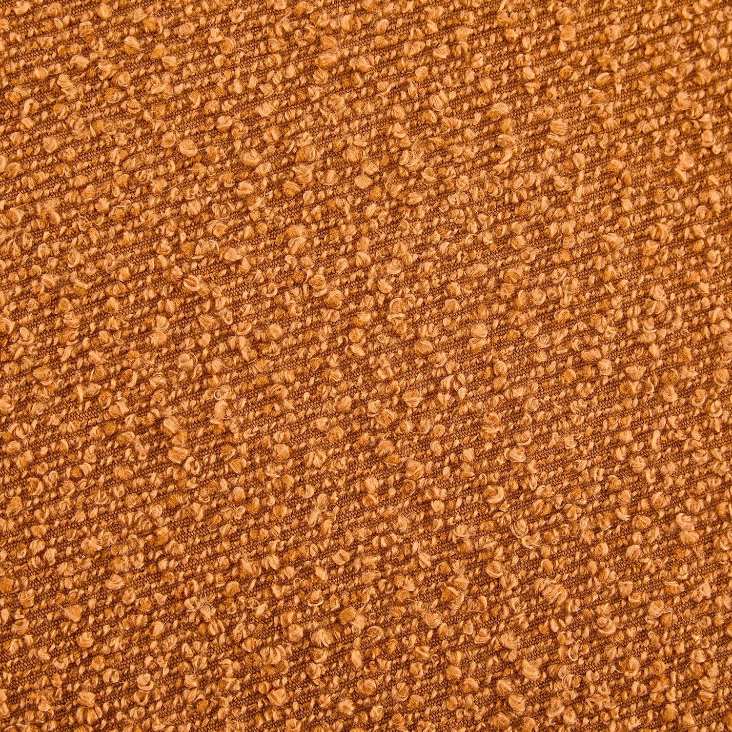 Modish Round Ottoman Boucle Top Splayed Rubberwood Legs, Pumpkin Orange