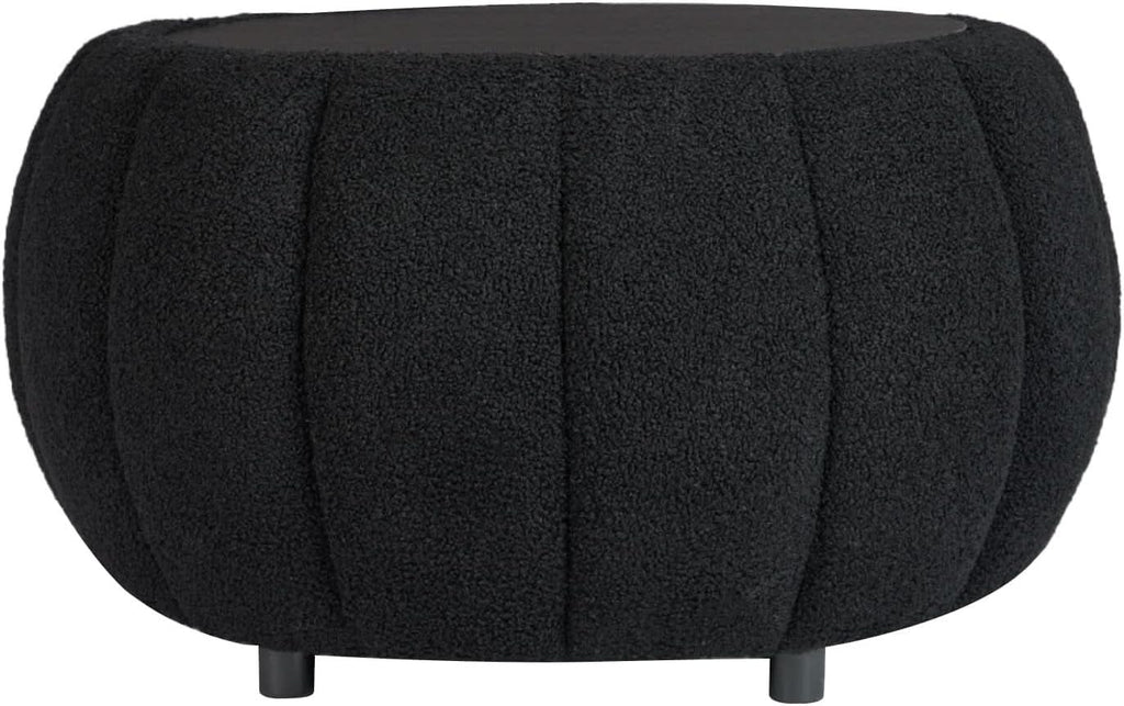 30 Inch Round Profile Teddy Fabric Hidden Storage Ottoman