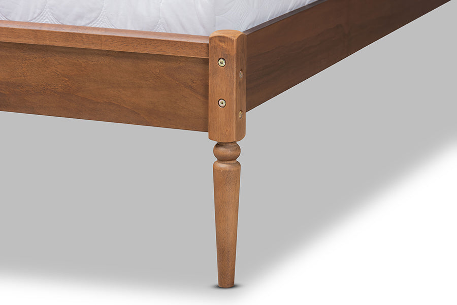 Baxton Studio Diantha Classic and Traditional Dark Grey Fabric Upholstered and Walnut Brown Finished Wood King Size Platform Bed