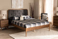 Baxton Studio Diantha Classic and Traditional Dark Grey Fabric Upholstered and Walnut Brown Finished Wood King Size Platform Bed