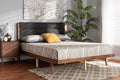Baxton Studio Jarlan Modern and Contemporary Transitional Charcoal Fabric Upholstered and Walnut Brown Finished Wood Queen Size Platform Bed