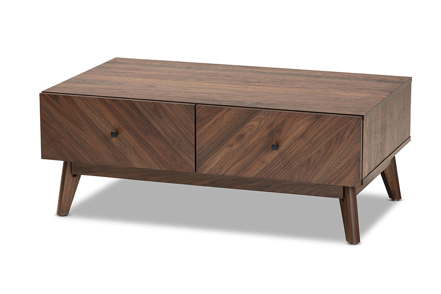 Baxton Studio Hartman Mid-Century Modern Walnut Brown Finished Wood Coffee Table