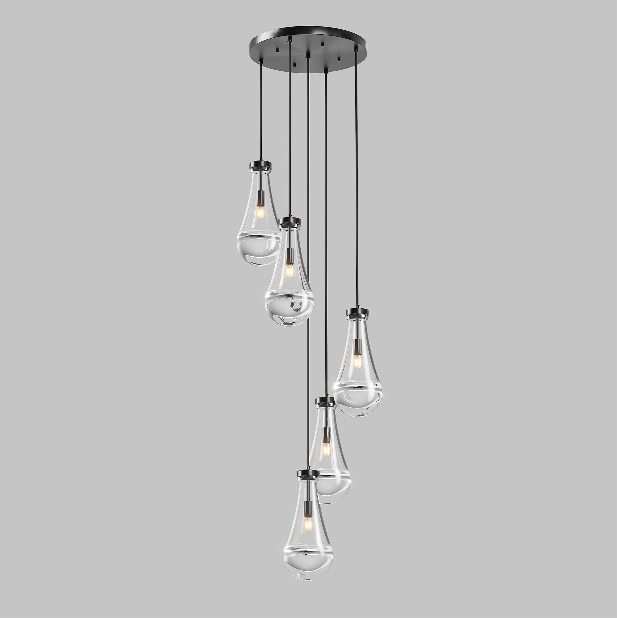 Chandelier 5-Light Cluster Pendant Black High Ceiling Adjustable E12