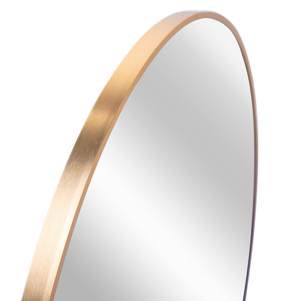 Wall Mirror Round Aluminum Frame Gold 30 In HD Glass Shatterproof Film