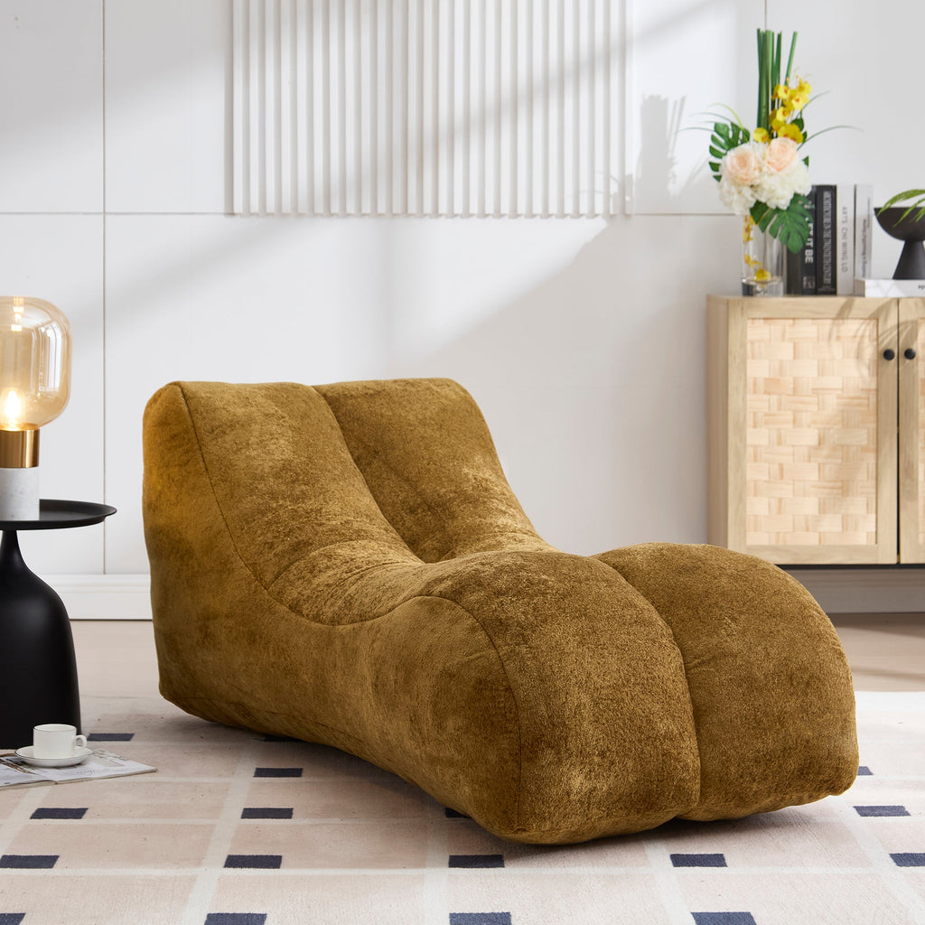 Bean Bag Sofa Chair Polyester Brown Foam Adult 59x30x23.6 In