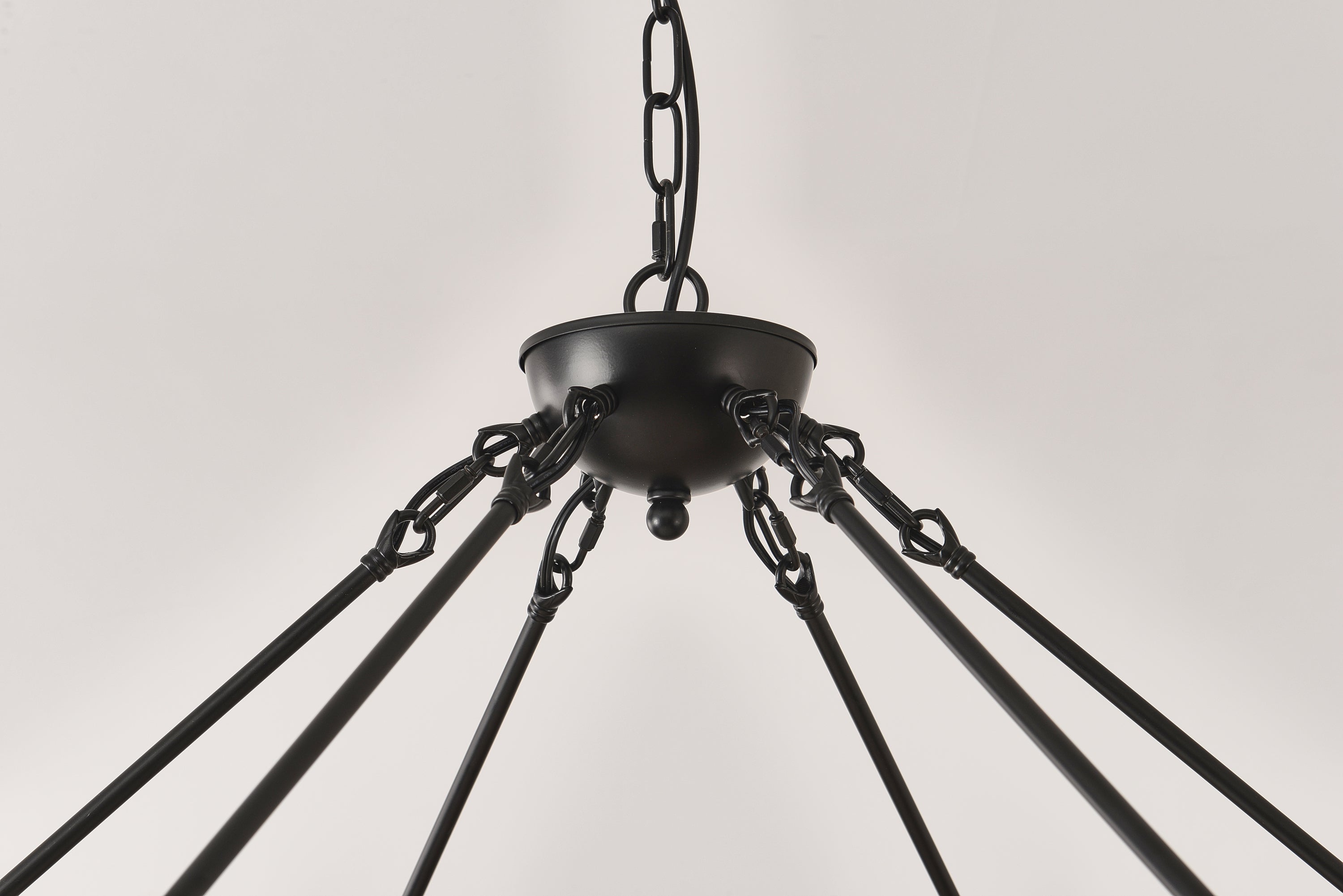 Chandelier Wood Wagon Wheel 20-Light Farmhouse Matte Black 39.3 In