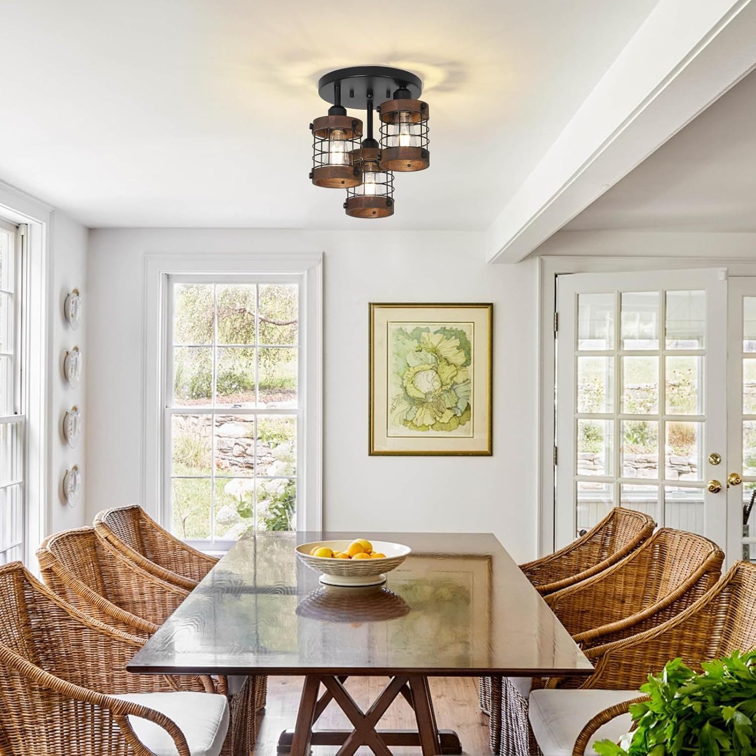 Semi Flush Mount Ceiling Light 3-Light Farmhouse Chandelier Fixtures