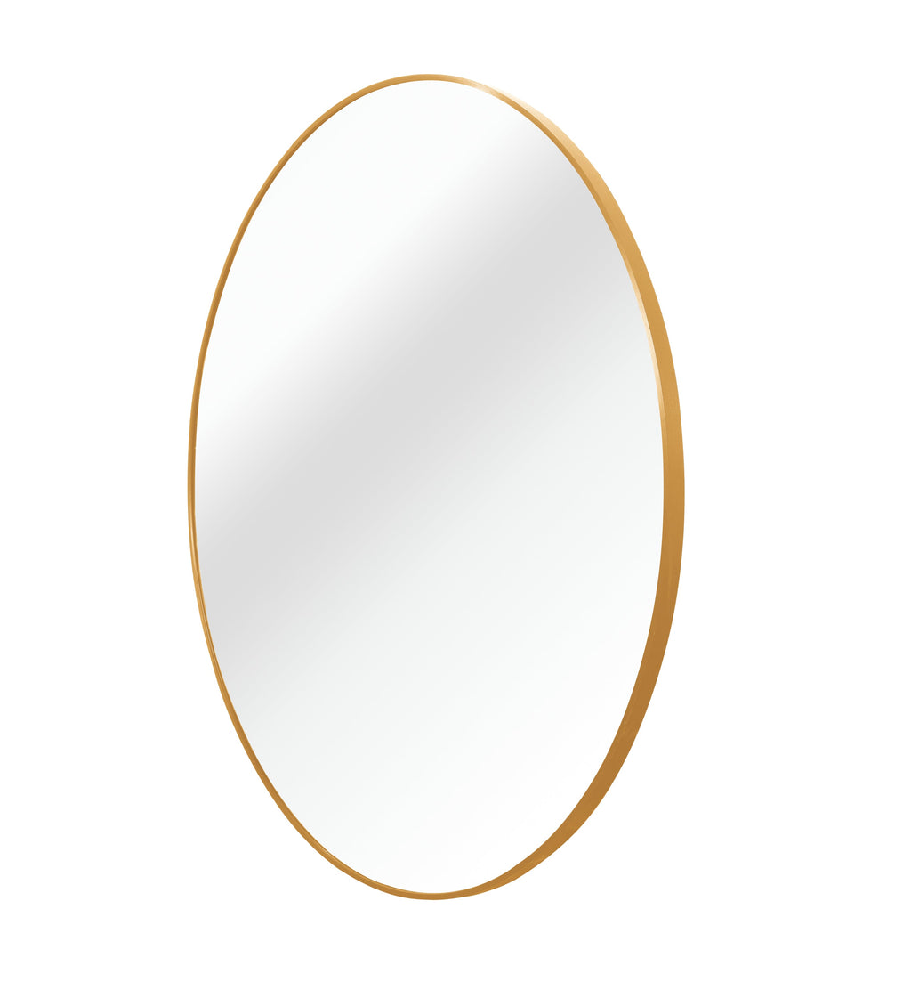 Wall Mirror Round Aluminum Frame Gold 30 In HD Glass Shatterproof Film