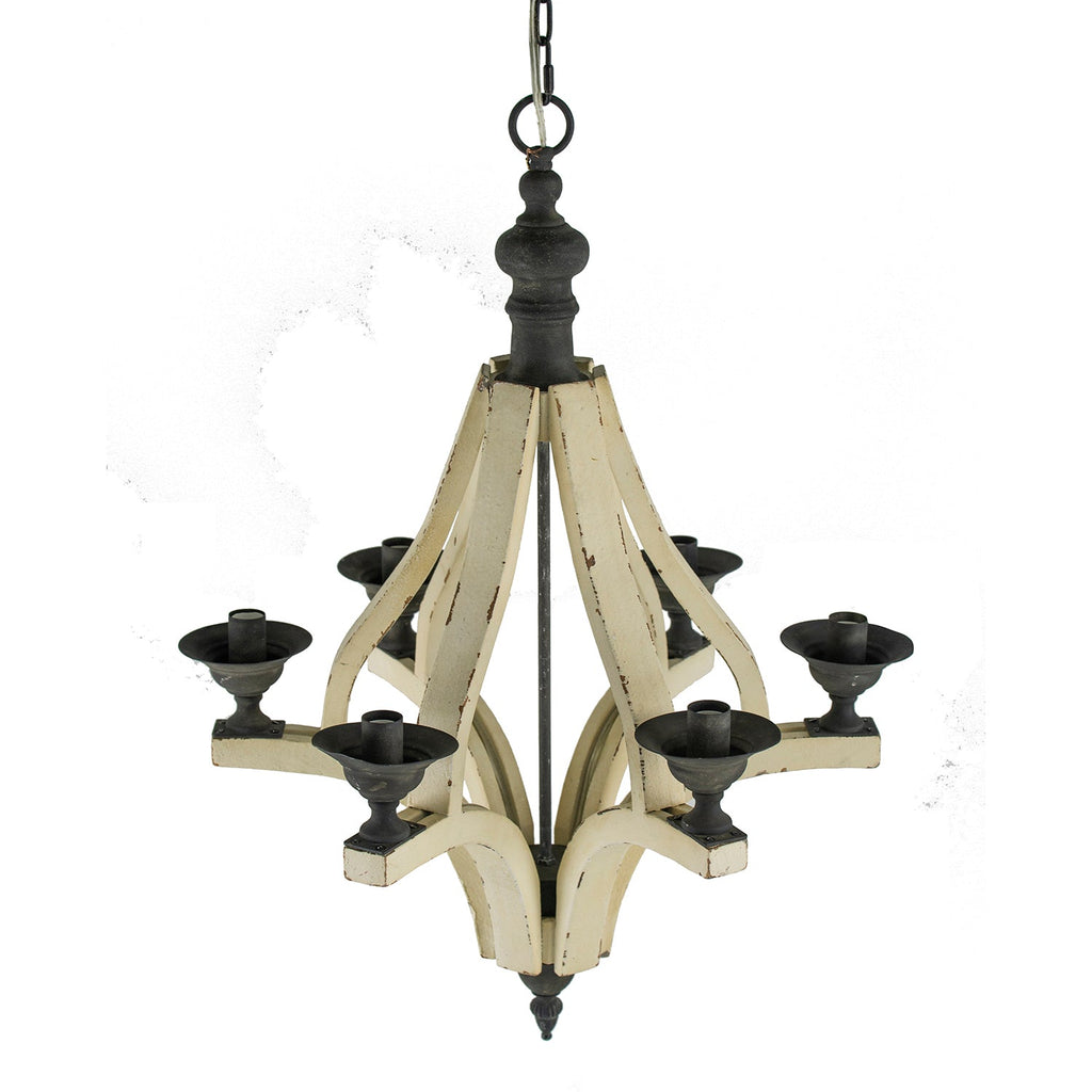 Chandelier 6-Light Wood Hanging Adjustable Chain Kitchen Dining