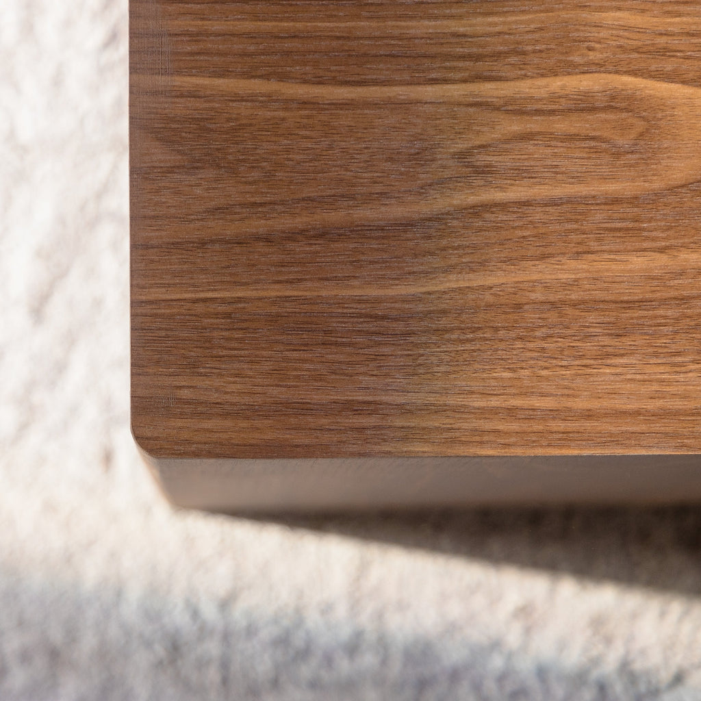 Set of 2 Walnut Cube Nesting Coffee Tables, MDF Wood Grain, Fully Assembled