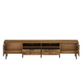 TV Stand Mid-Century Natural Particle Board 2-Drawer Open Storage Fits 85 In TV
