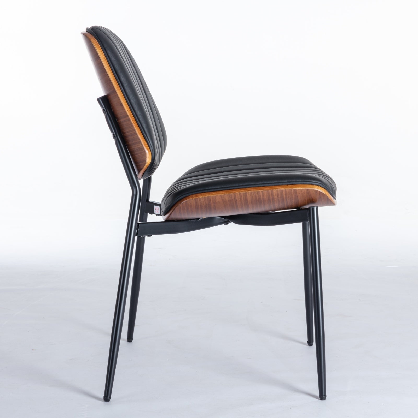 Dining Chairs Set of 2 Mid Century Modern Retro Faux Leather Chair with Walnut