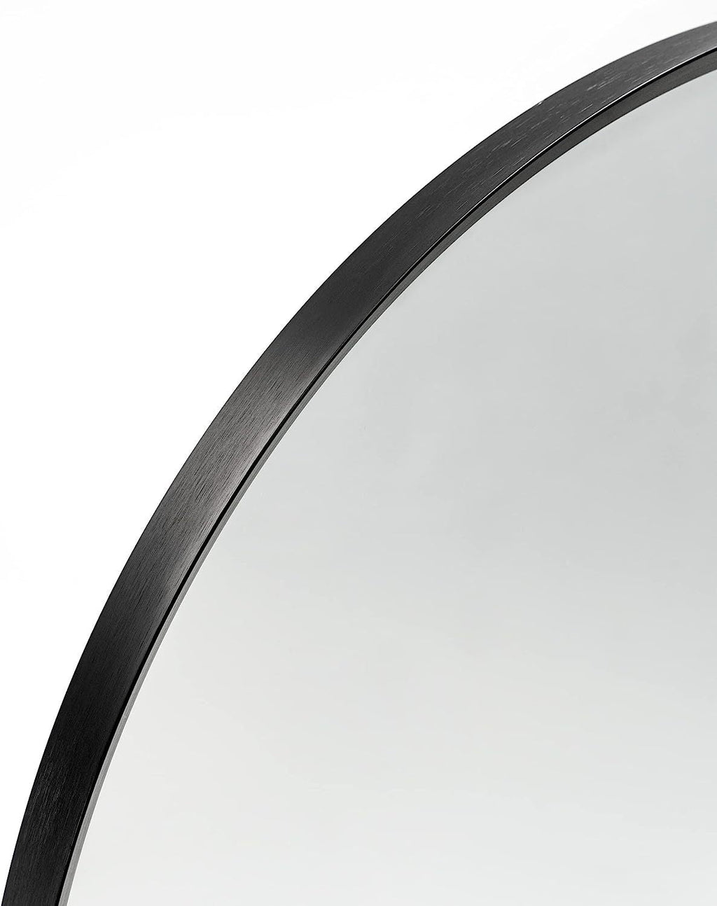 Wall Mirror Arched Aluminum Frame Black 24x36 In Shatterproof Film