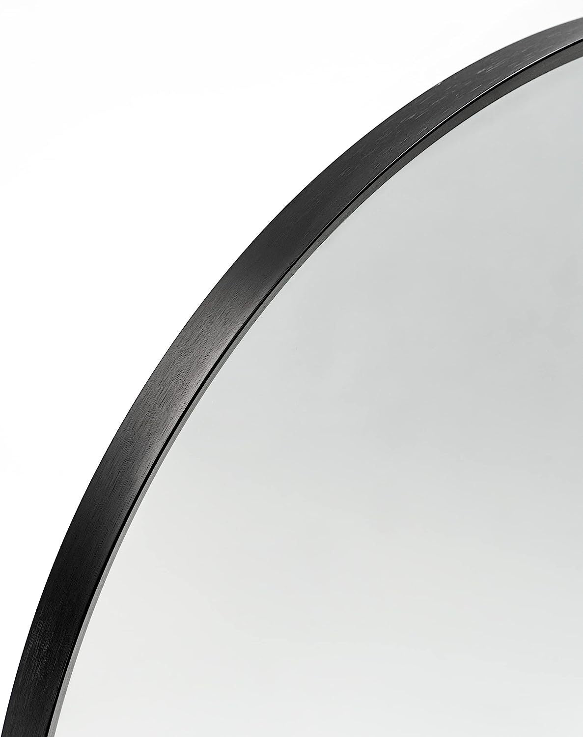 Wall Mirror Arched Aluminum Frame Black 24x36 In Shatterproof Film