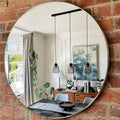 Wall Mirror Round Aluminum Frame Gold 30 In HD Glass Shatterproof Film