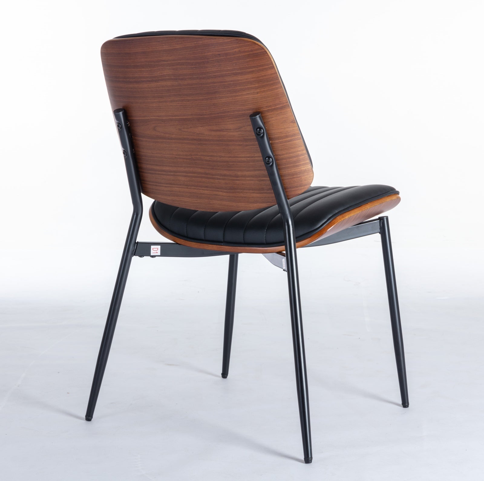 Dining Chairs Set of 2 Mid Century Modern Retro Faux Leather Chair with Walnut
