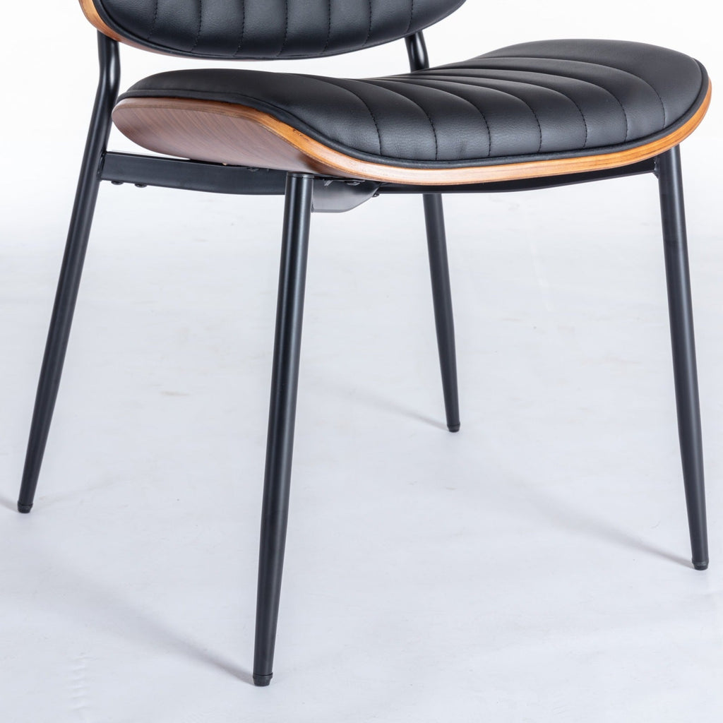 Dining Chairs Set of 2 Mid Century Modern Retro Faux Leather Chair with Walnut