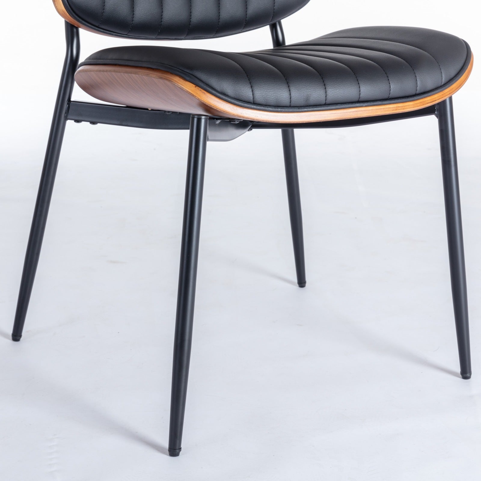 Dining Chairs Set of 2 Mid Century Modern Retro Faux Leather Chair with Walnut