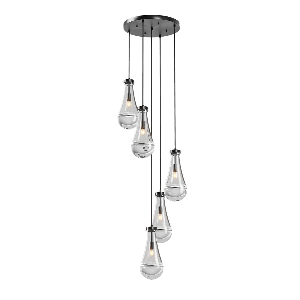 Chandelier 5-Light Cluster Pendant Black High Ceiling Adjustable E12