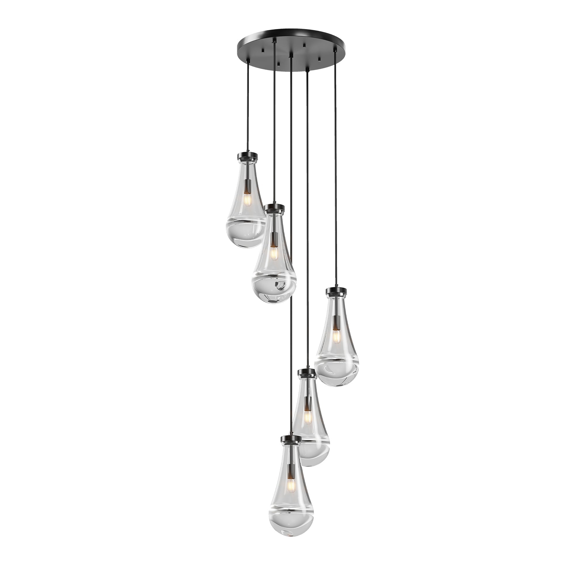 Chandelier 5-Light Cluster Pendant Black High Ceiling Adjustable E12