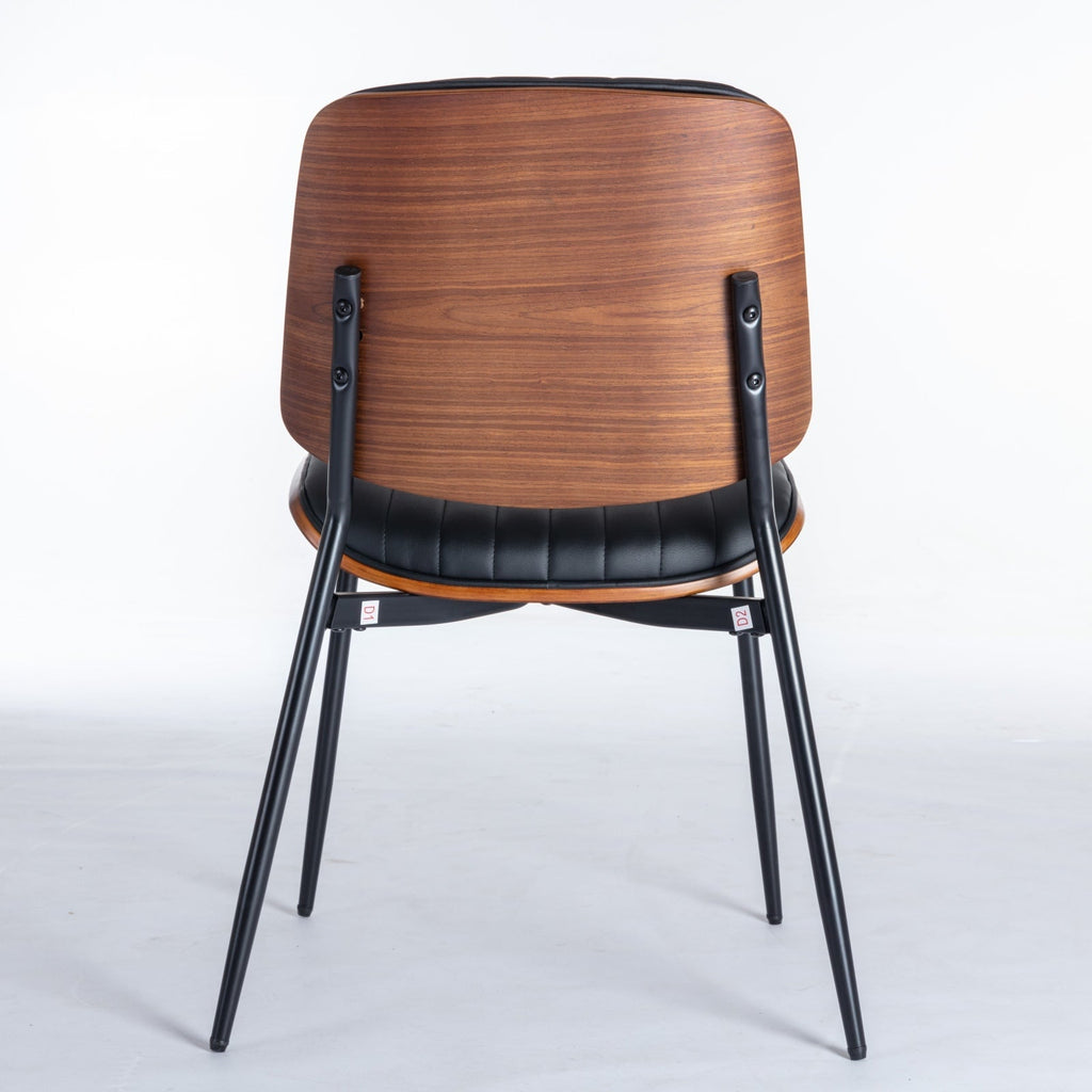 Dining Chairs Set of 2 Mid Century Modern Retro Faux Leather Chair with Walnut