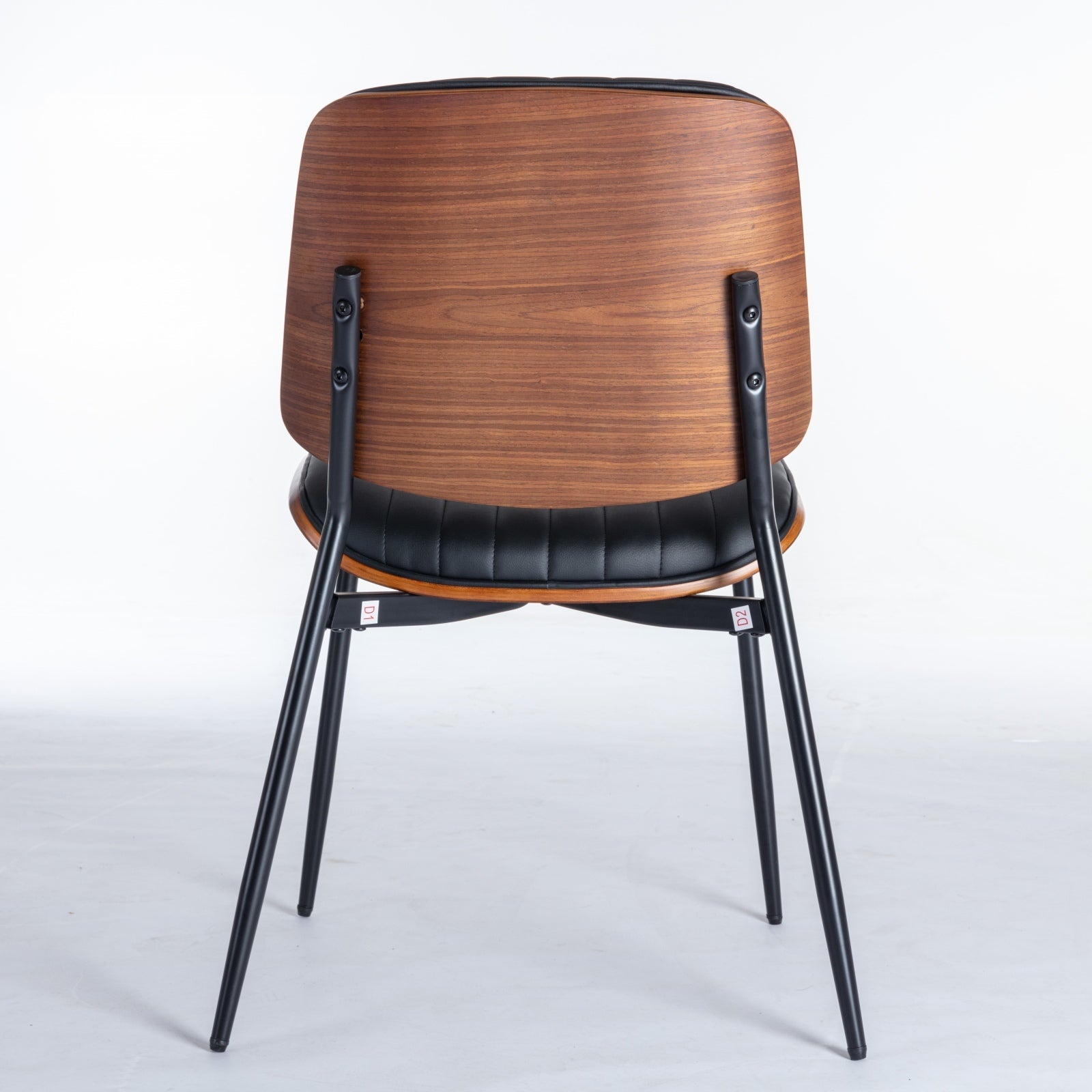 Dining Chairs Set of 2 Mid Century Modern Retro Faux Leather Chair with Walnut
