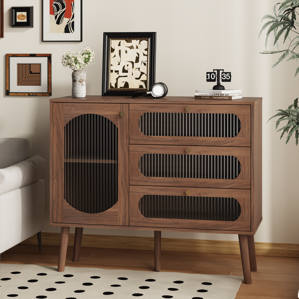 Chest of Drawers 3-Drawer Natural Particle Board 4 Legs 39.37x31.69 In