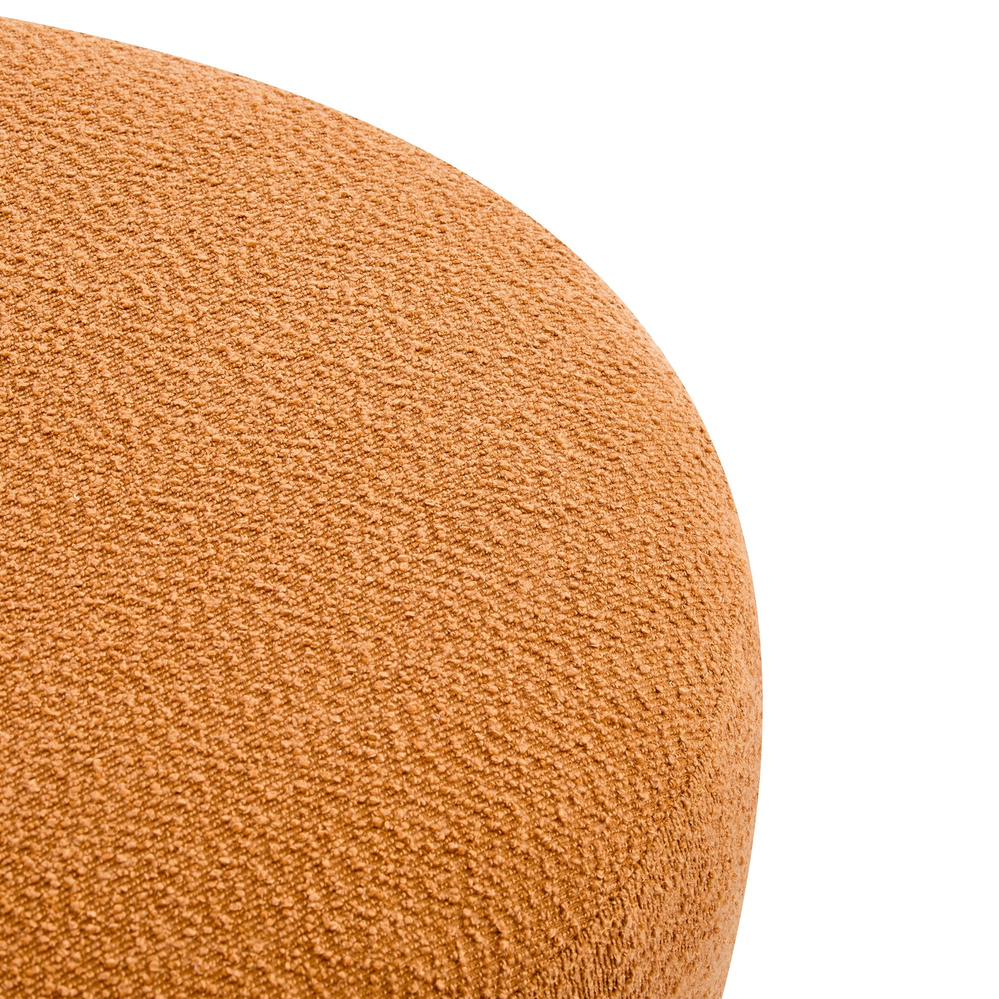 Modish Round Ottoman Boucle Top Splayed Rubberwood Legs, Pumpkin Orange