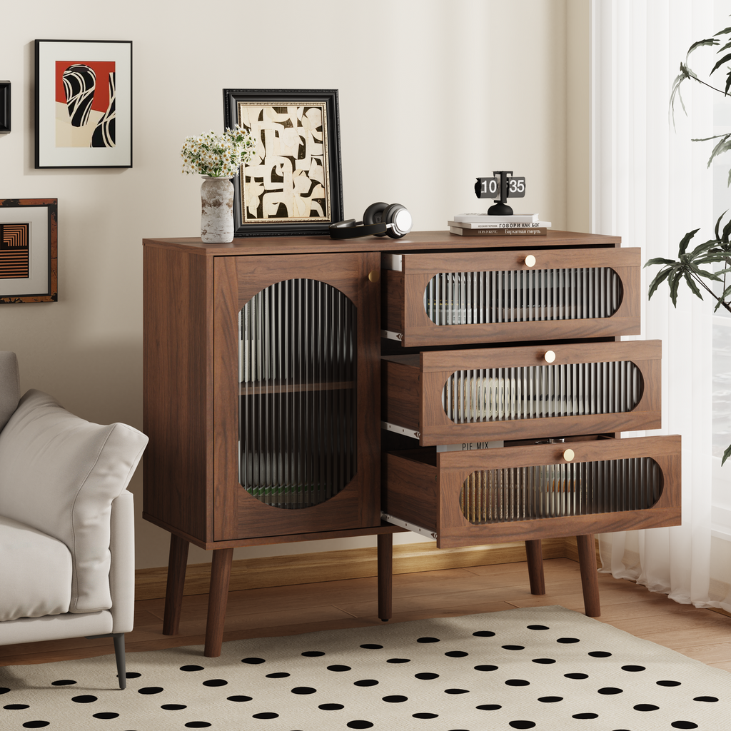 Chest of Drawers 3-Drawer Natural Particle Board 4 Legs 39.37x31.69 In