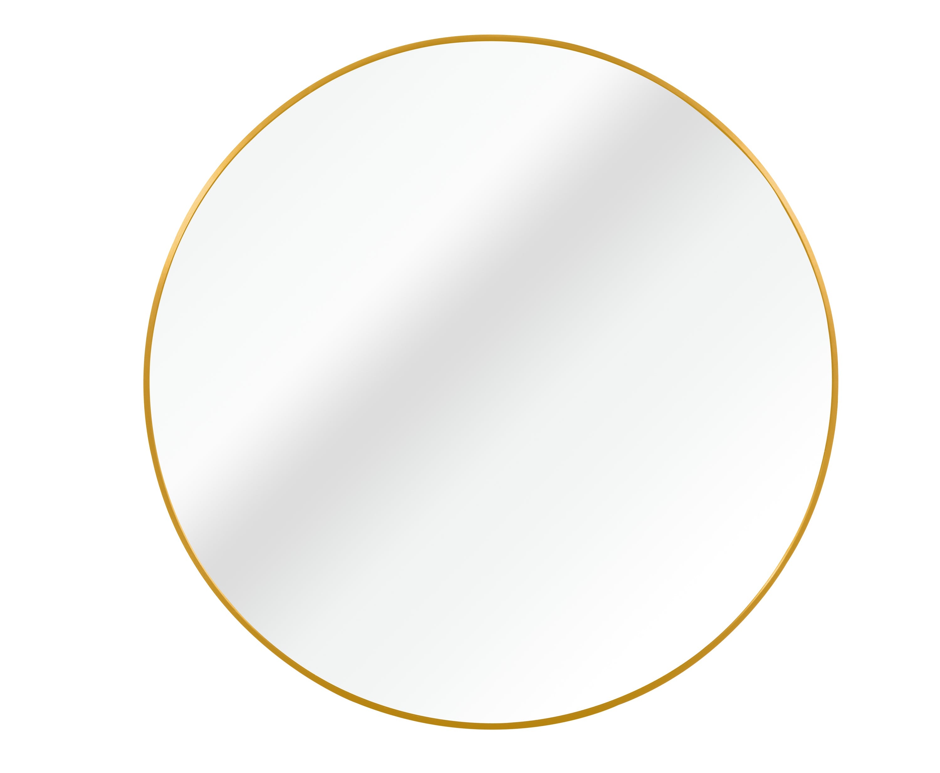 Wall Mirror Round Aluminum Frame Gold 30 In HD Glass Shatterproof Film