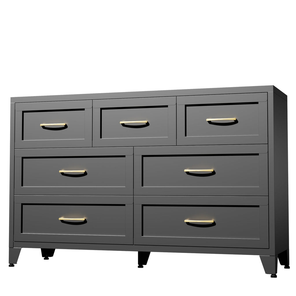 Dresser Low-Profile 7-Drawer Black Steel Smooth Glide 47.3x15.8x30.8 In
