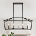 Chandelier Industrial Linear 5-Light Matte Black Metal Pendant 39 In