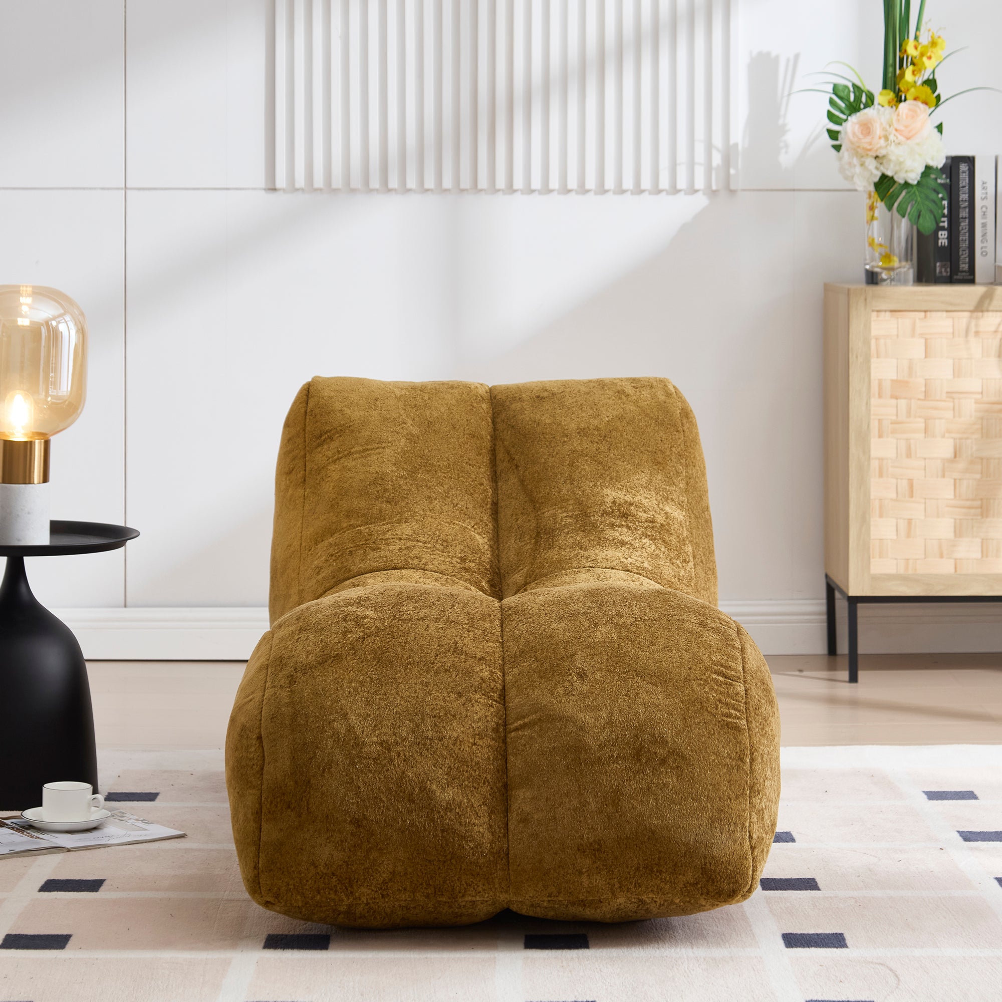 Bean Bag Sofa Chair Polyester Brown Foam Adult 59x30x23.6 In