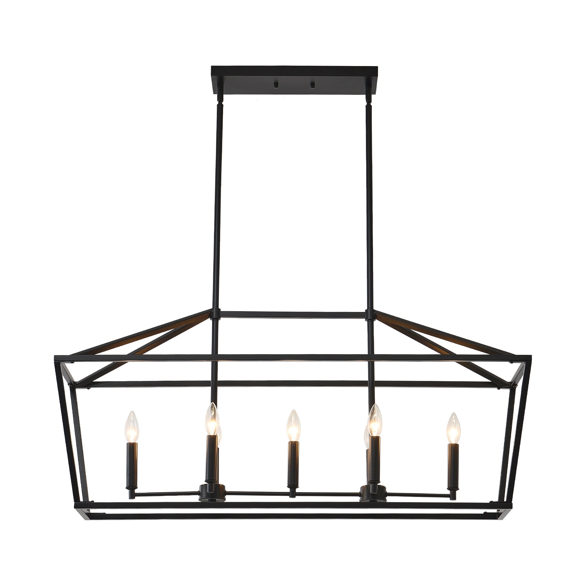 Chandelier Industrial Linear 5-Light Matte Black Metal Pendant 39 In