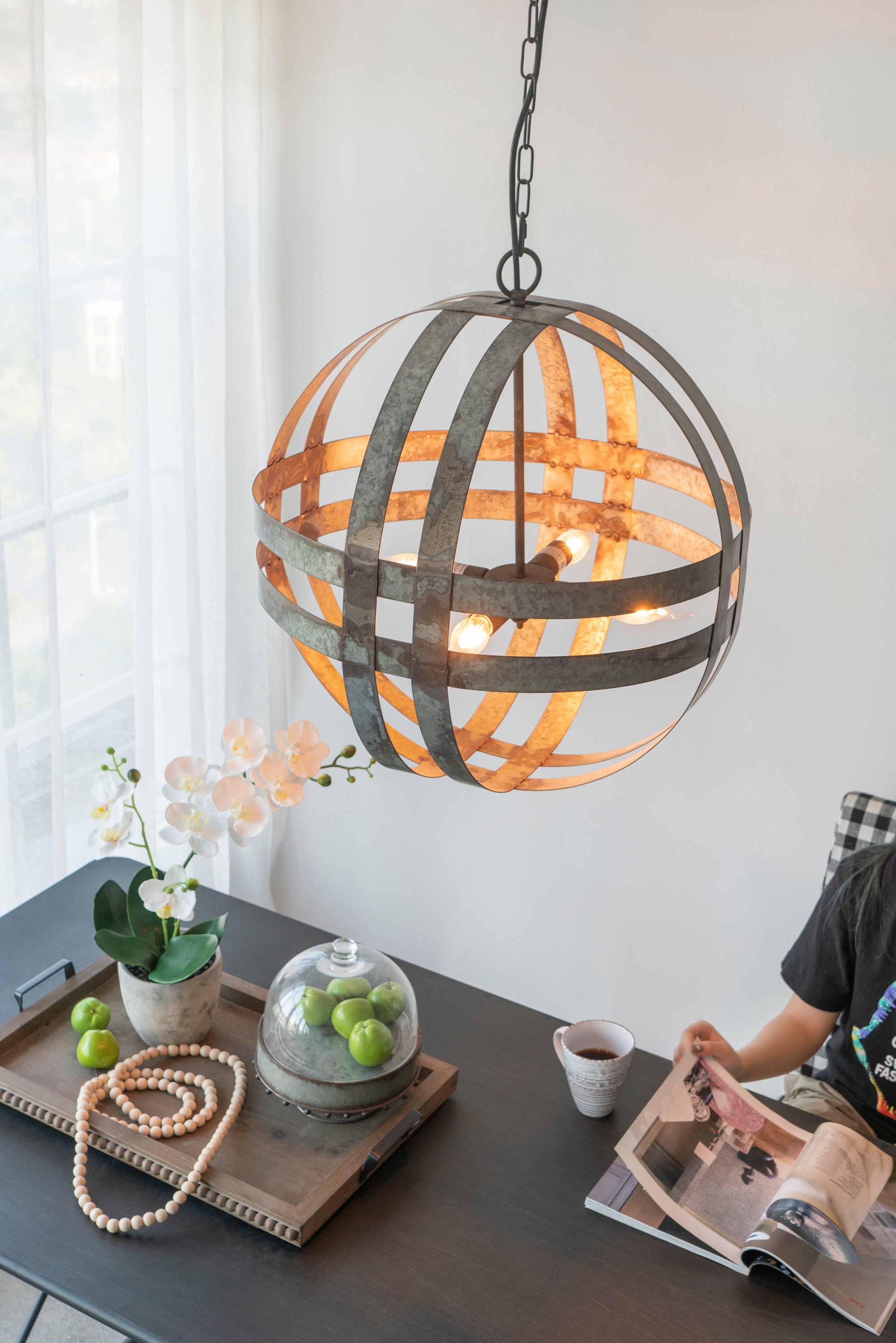 Chandelier 4-Light Galvanized Hanging Adjustable Chain Dining Room