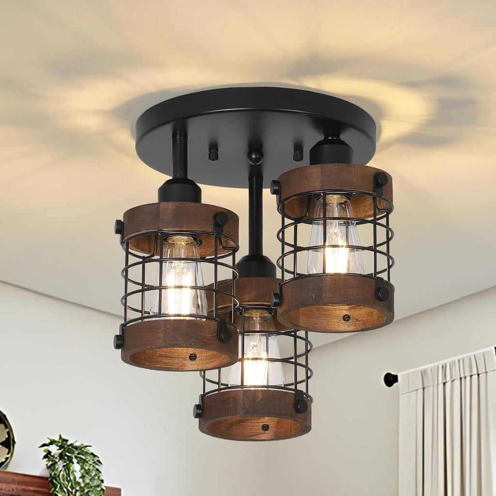 Semi Flush Mount Ceiling Light 3-Light Farmhouse Chandelier Fixtures