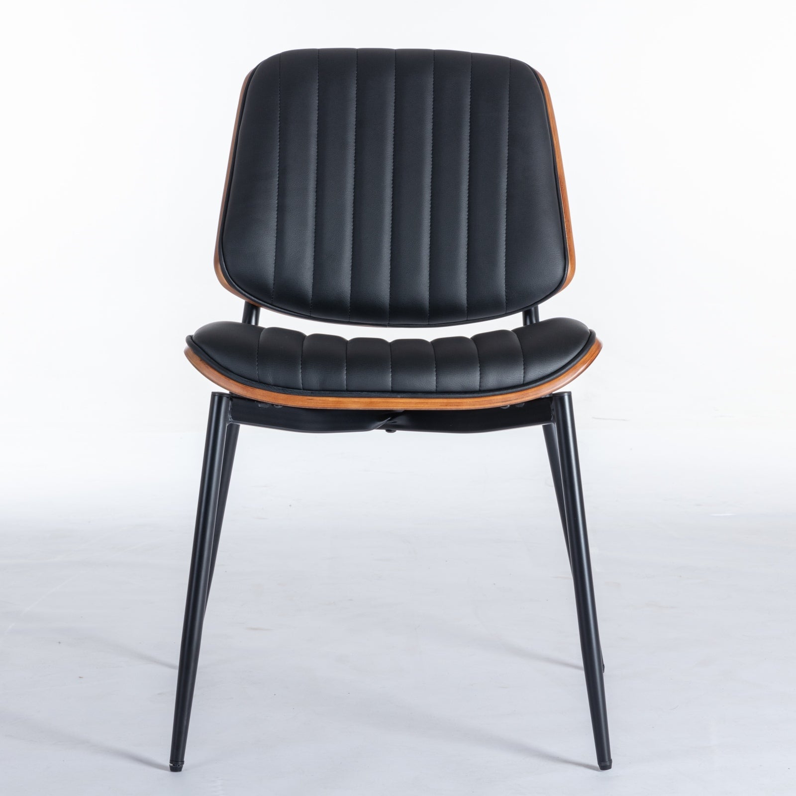 Dining Chairs Set of 2 Mid Century Modern Retro Faux Leather Chair with Walnut