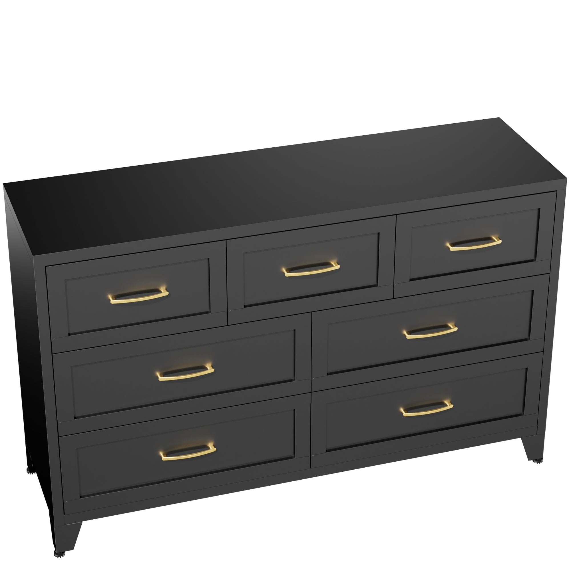 Dresser Low-Profile 7-Drawer Black Steel Smooth Glide 47.3x15.8x30.8 In