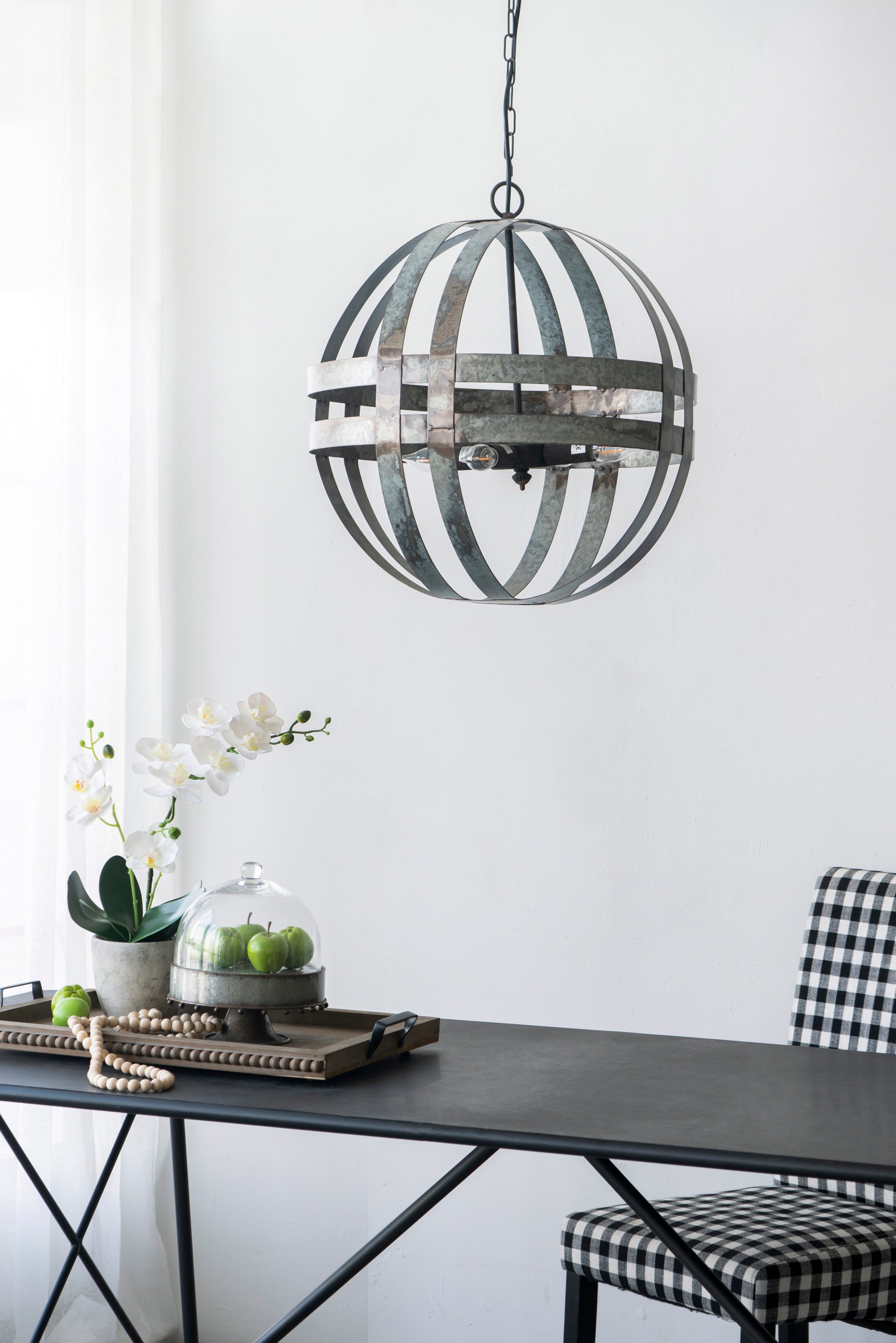 Chandelier 4-Light Galvanized Hanging Adjustable Chain Dining Room