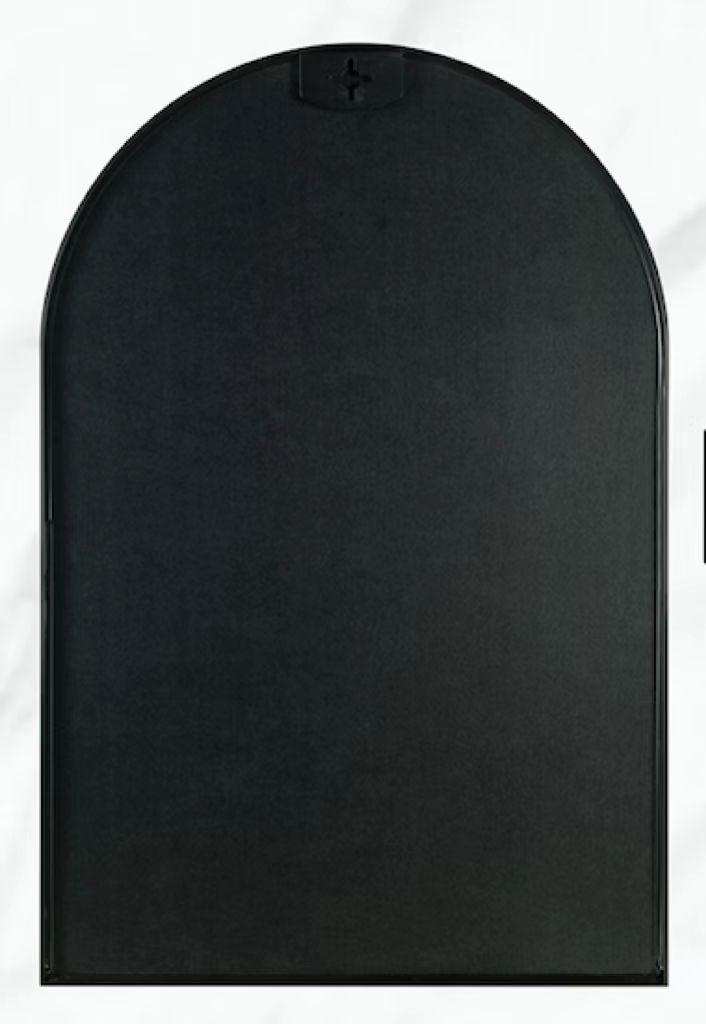 Wall Mirror Arched Aluminum Frame Black 24x36 In Shatterproof Film