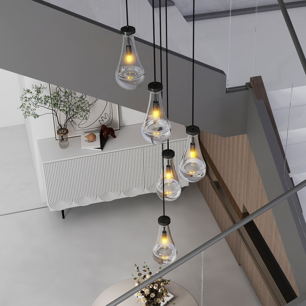 Chandelier 5-Light Cluster Pendant Black High Ceiling Adjustable E12