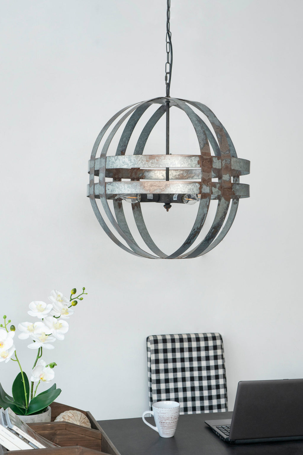 Chandelier 4-Light Galvanized Hanging Adjustable Chain Dining Room
