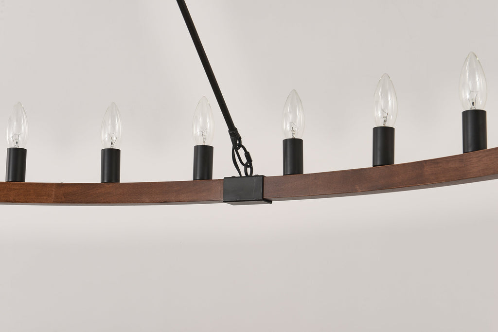 Chandelier Wood Wagon Wheel 20-Light Farmhouse Matte Black 39.3 In
