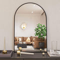Wall Mirror Arched Aluminum Frame Black 24x36 In Shatterproof Film